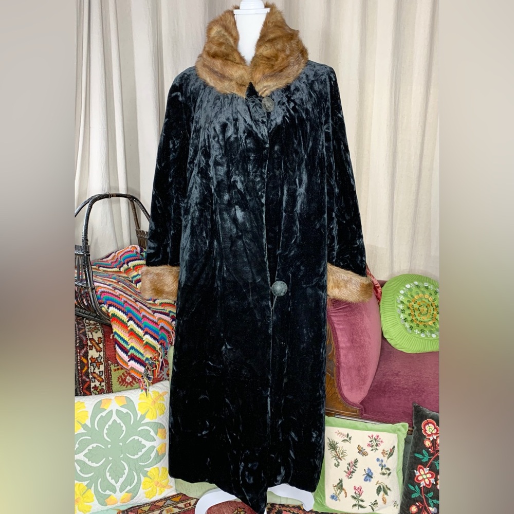 20s Velvet and Fur Opera Coat
